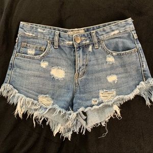 Free people high waisted denim shorts